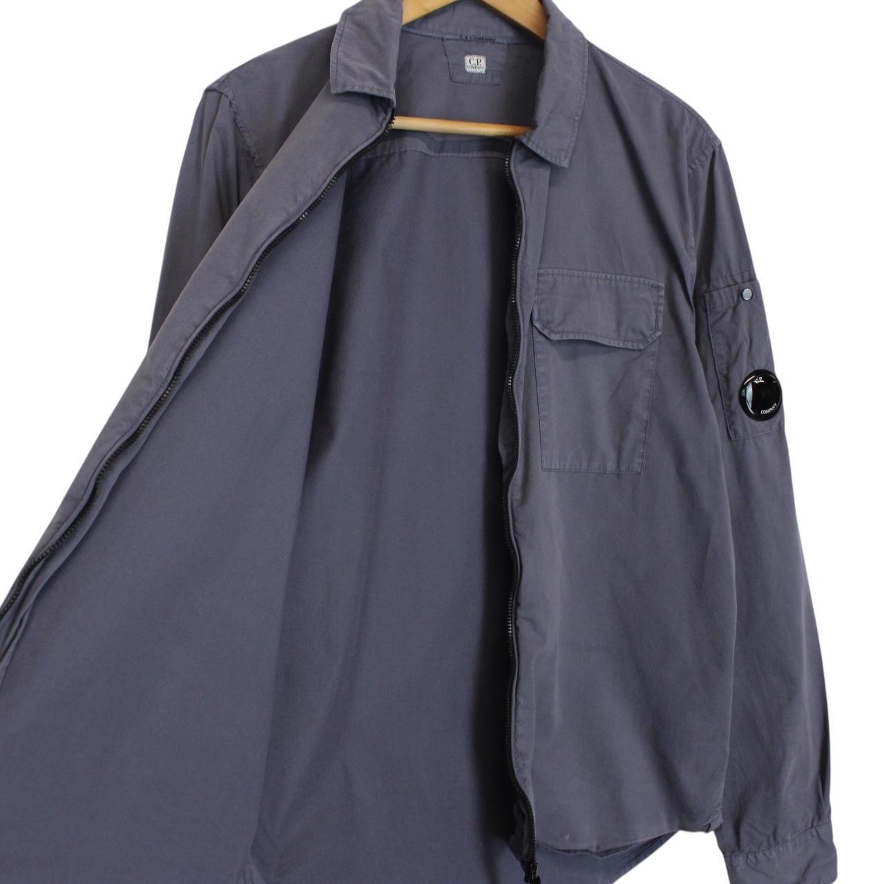 CP Company Grey Full Zip Cotton Lens Overshirt