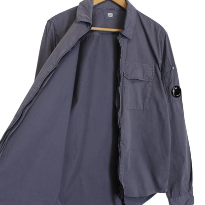 CP Company Grey Full Zip Cotton Lens Overshirt