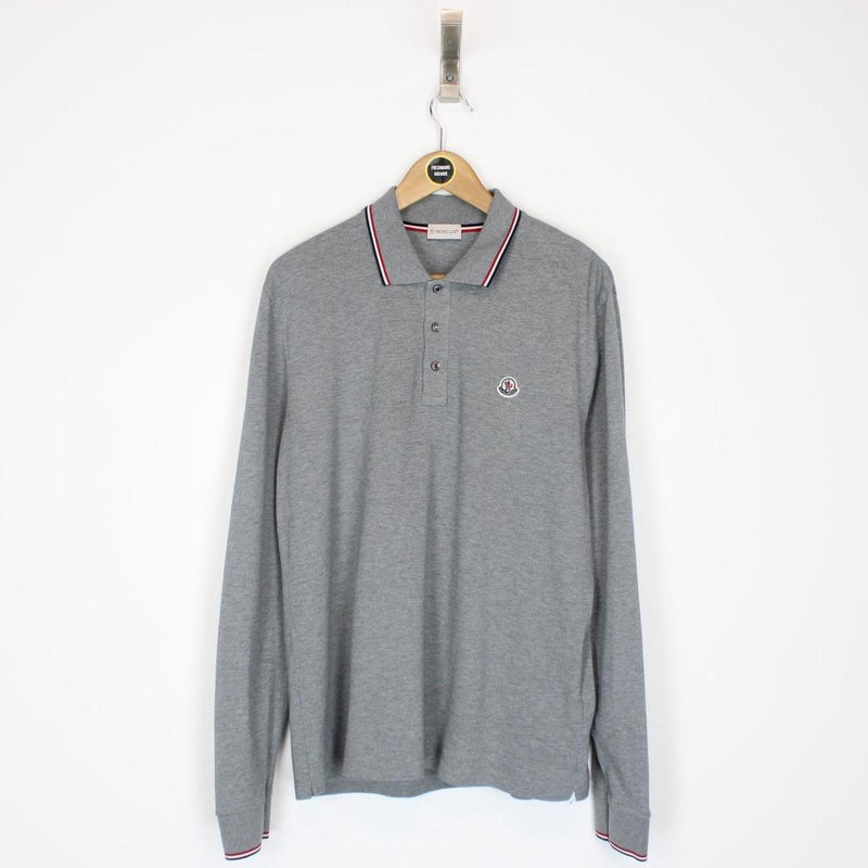 Moncler Maglia Manica Lunga Grey Long Sleeve Polo Shirt