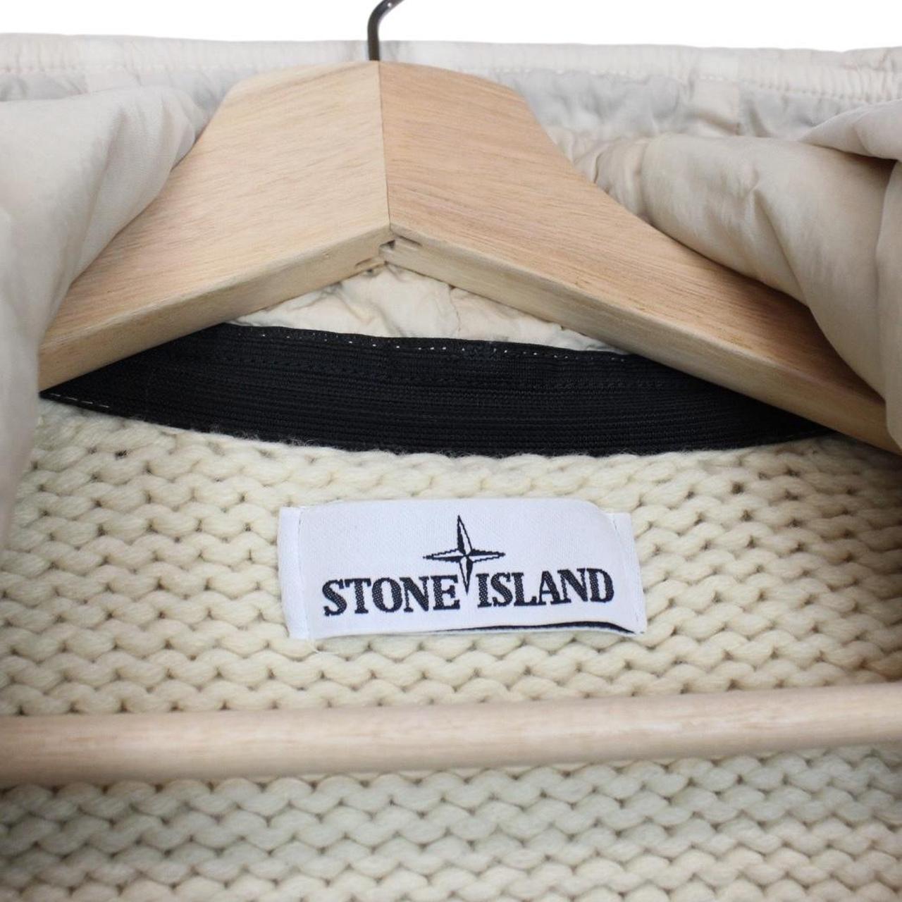 Stone Island AW 2020 Cream Double Breasted Wool Blend Knit Cardigan Jacket