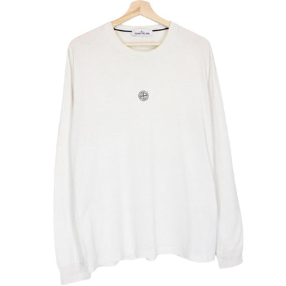 Stone Island AW 2021 White Long Sleeve Compass T-Shirt