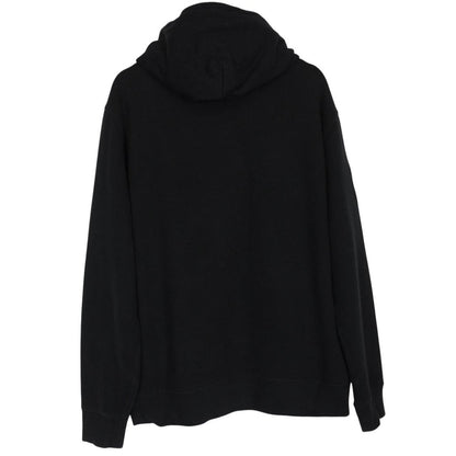 Polo Ralph Lauren black hoodie with gold embroidered Polo Match logo and drawstring.
