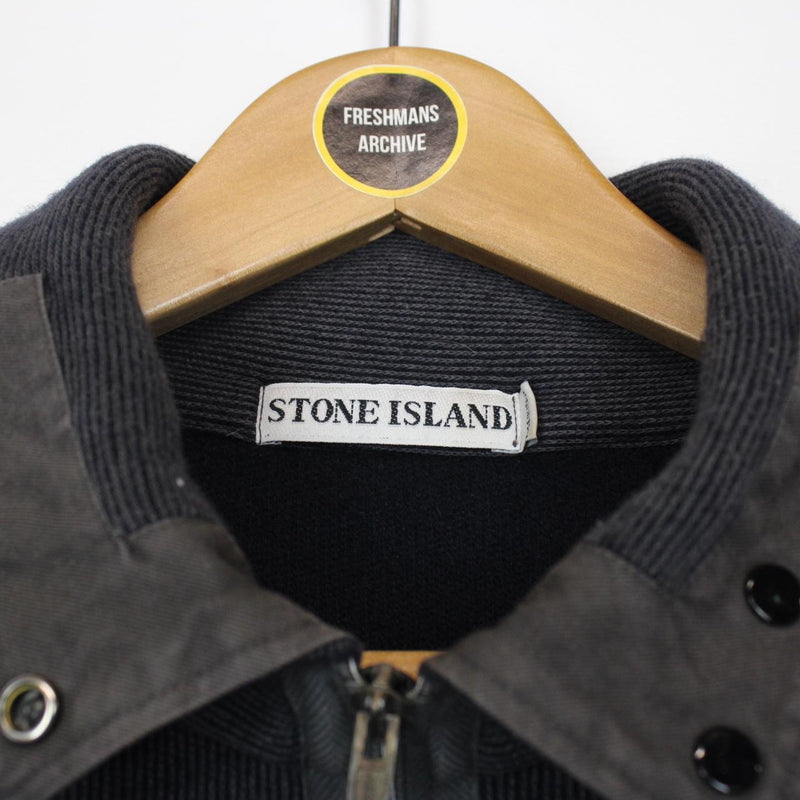 Vintage Stone Island AW 1999 Dark Grey Ribbed Wool Knit Jumper
