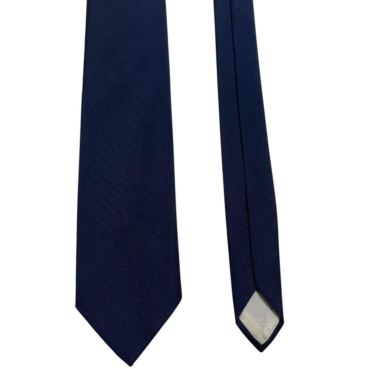 Vintage Christian Dior Navy Blue Polyester/Silk Tie