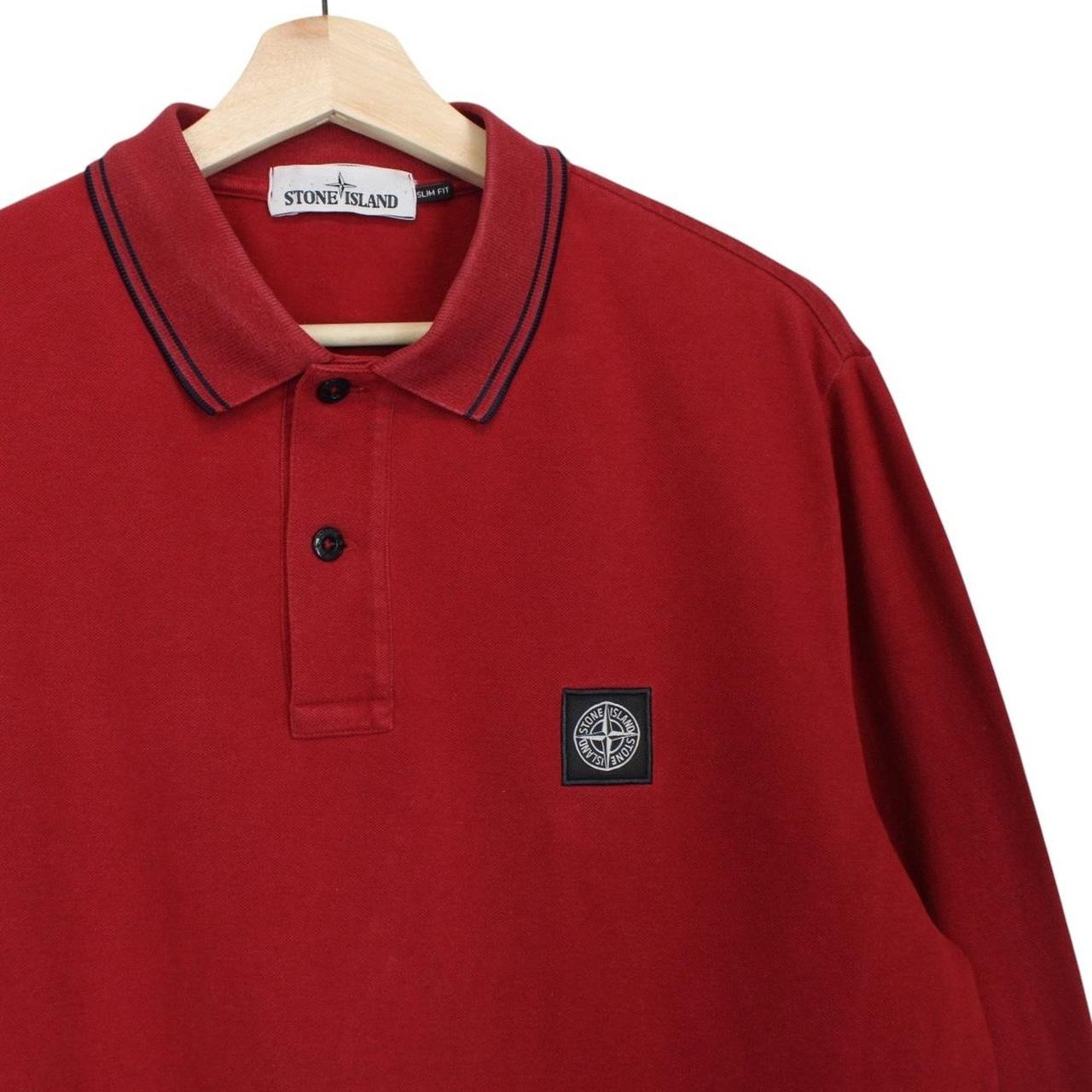 Stone Island AW 2016 Red Long Sleeve Compass Polo Shirt