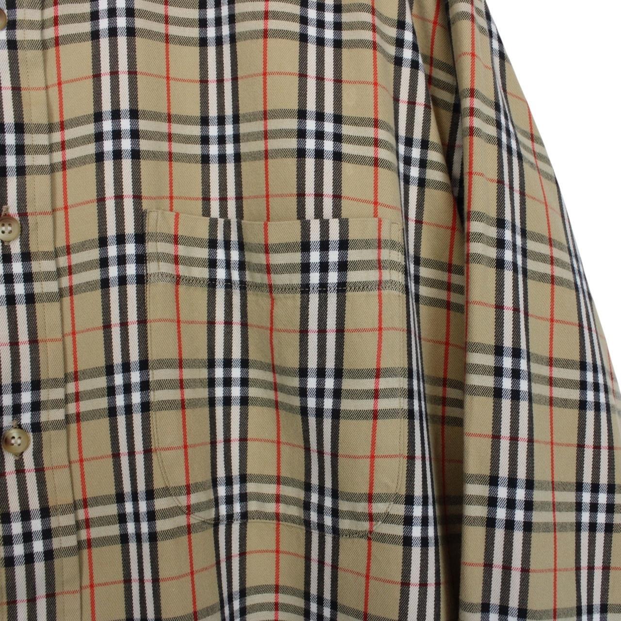 Vintage 90s Burberry Beige Nova Check Cotton Long Sleeve Shirt