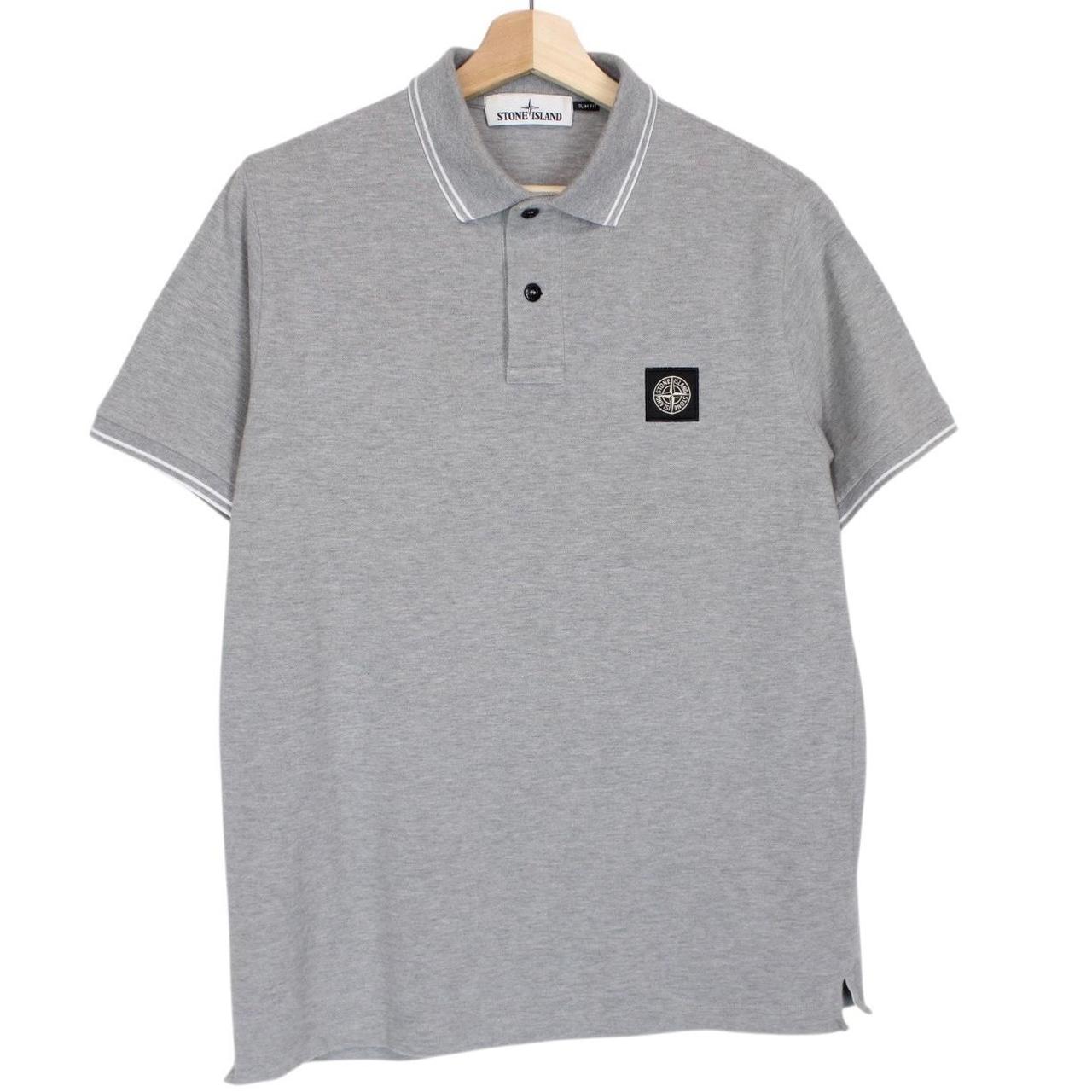 Stone Island Grey Short Sleeve Compass Cotton Polo Shirt