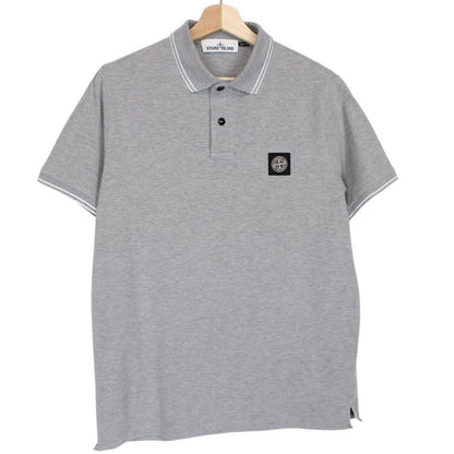 Stone Island Grey Short Sleeve Compass Cotton Polo Shirt