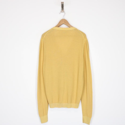 CP Company Yellow Button Up Cotton Knit Cardigan Jumper