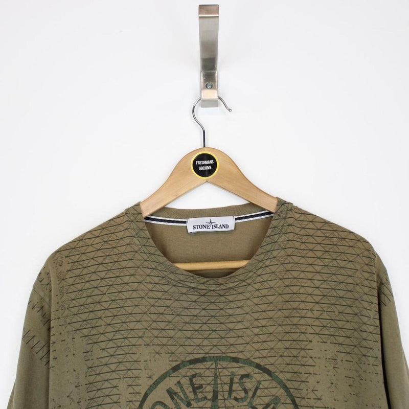 Stone Island AW 2017 Khaki Green Short Sleeve Compass T-Shirt