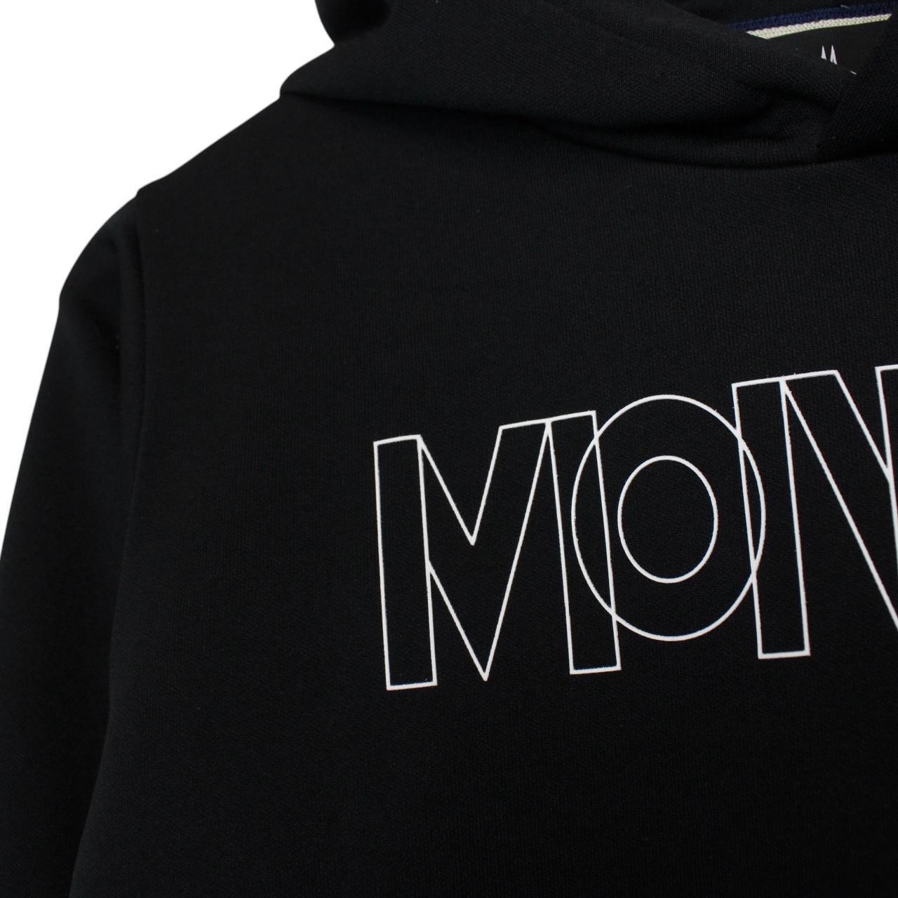 Moncler Grenoble Black and White Logo Print Hoodie Jumper