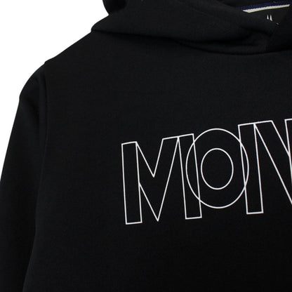 Moncler Grenoble Black and White Logo Print Hoodie Jumper