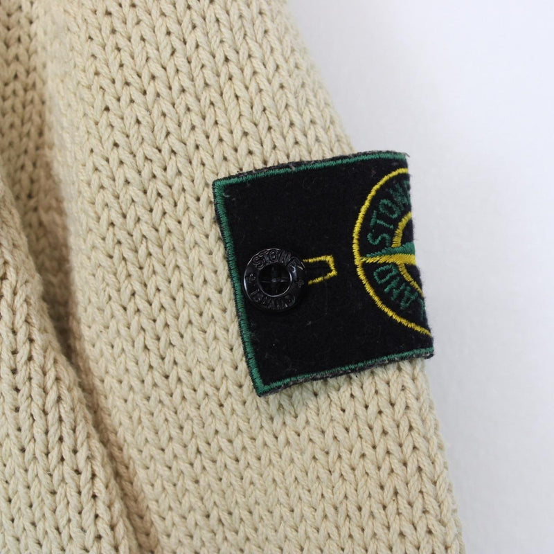 Vintage Stone Island SS 1998 Beige Green Edge Badge Cotton Knit Jumper