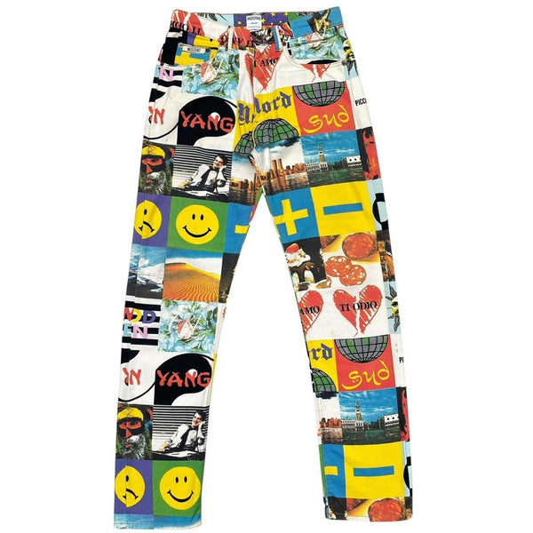 Vintage 90s Moschino Multicoloured Opposites Ying Yang Tapered Fit Jeans