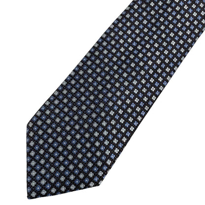 Ermenegildo Zegna blue silk tie with subtle sheen and logo detail.