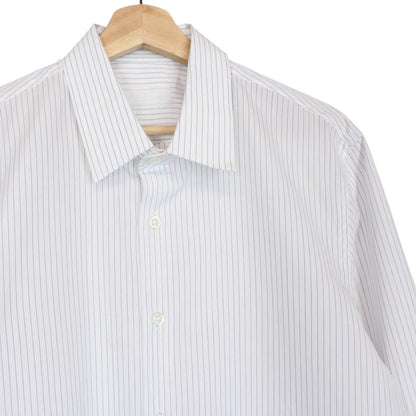 Prada men's shirt blue and white striped popeline stretch fabric with long sleeves.