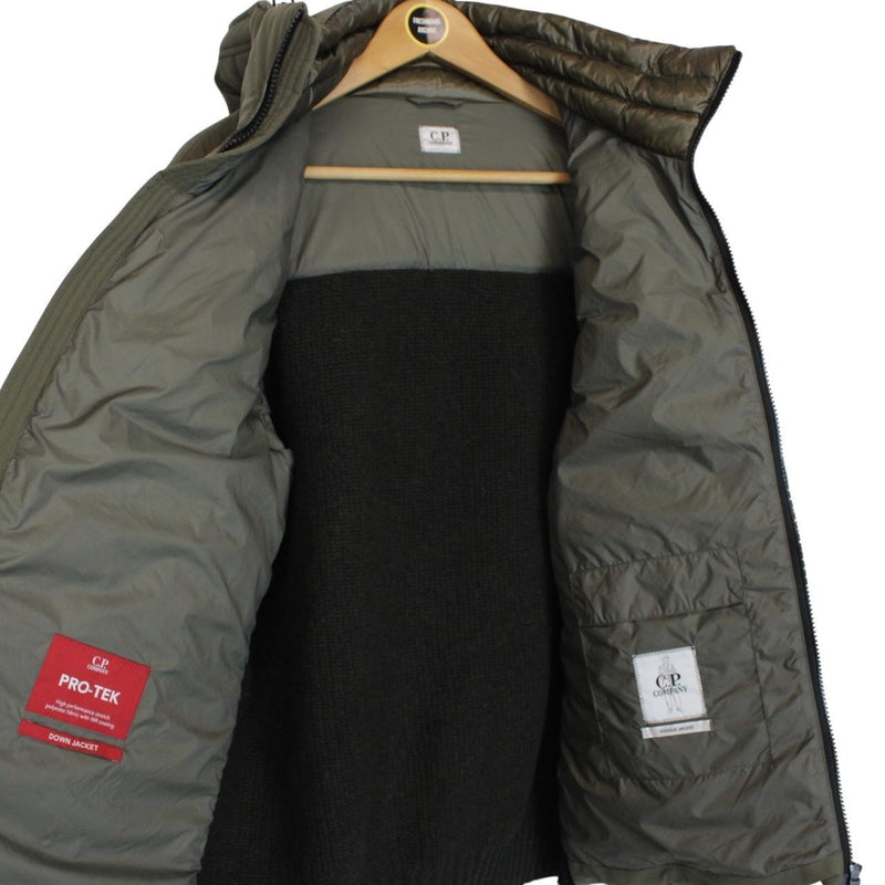 CP Company Pro Tek Khaki Green Wool and Nylon Hooded Down Goggle Jacket