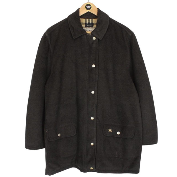 Vintage 90s Burberry Khaki Green Nova Check Lined Fleece Jacket