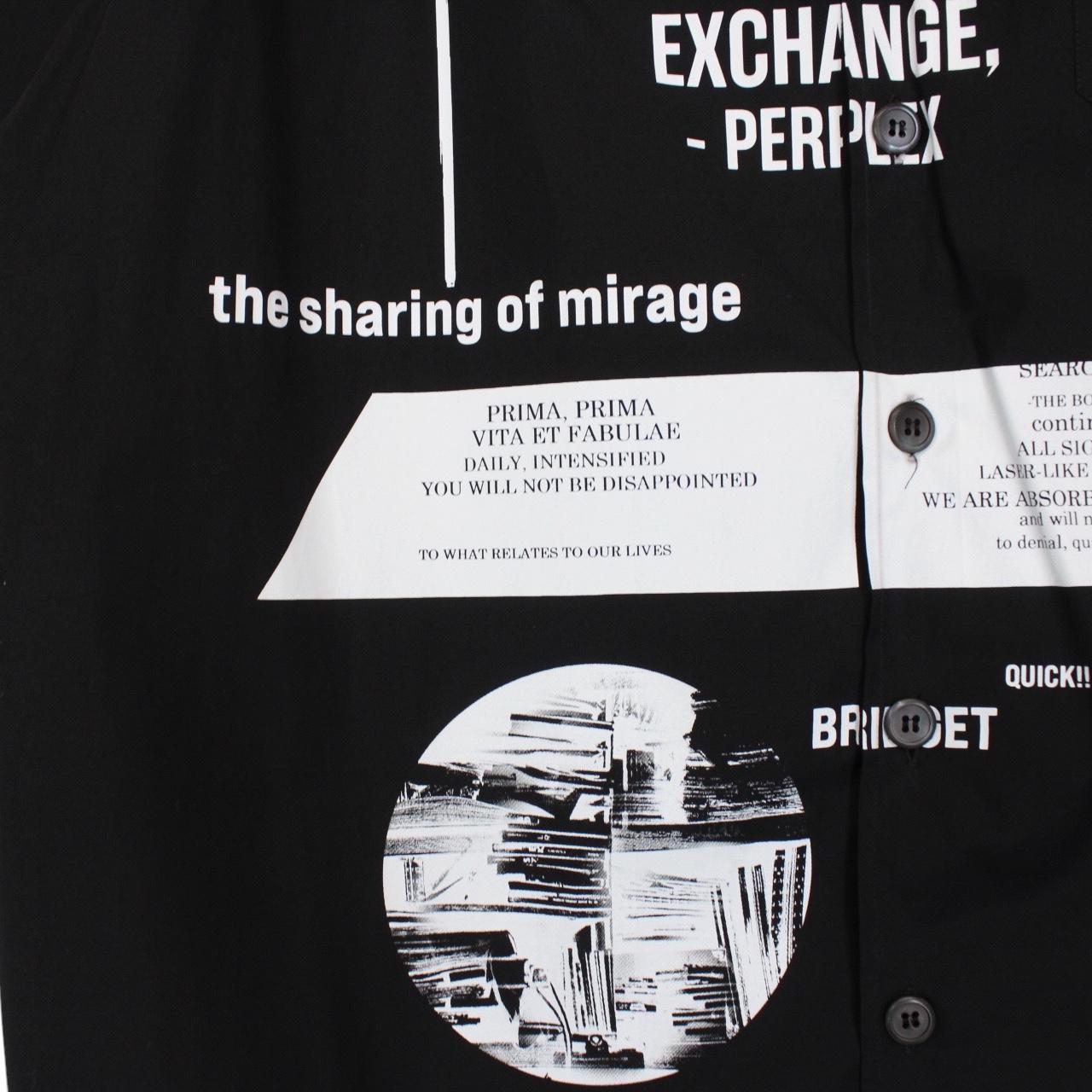 Prada x Raf Simons Signaux Black Graphic Print Short Sleeve Bowling Shirt