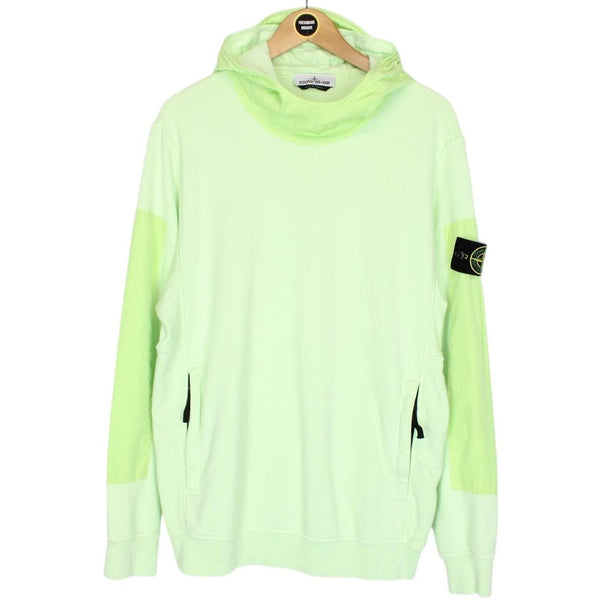 Stone Island SS 2023 Green Cotton Nylon Detail Hoodie Jumper