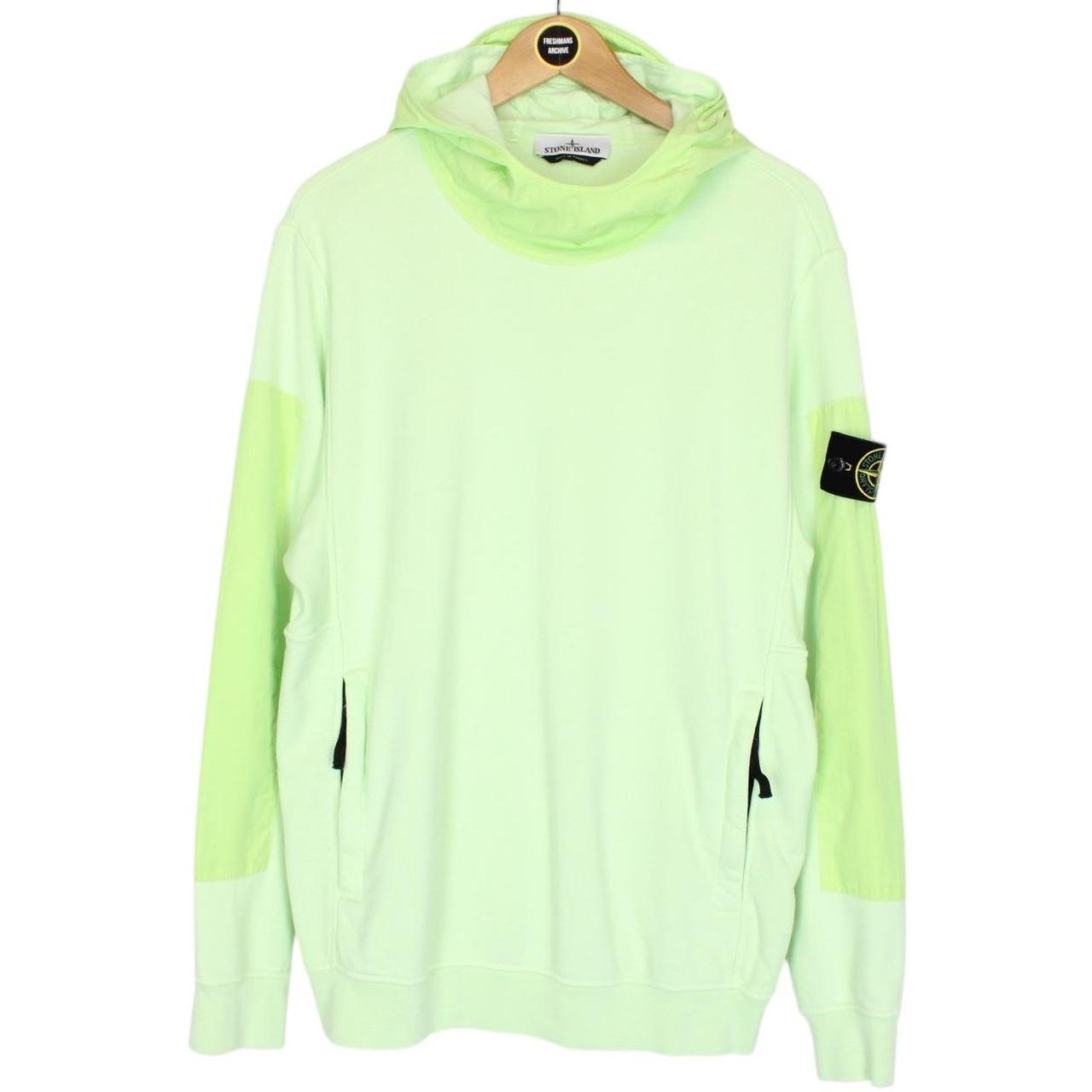 Stone Island SS 2023 Green Cotton Nylon Detail Hoodie Jumper