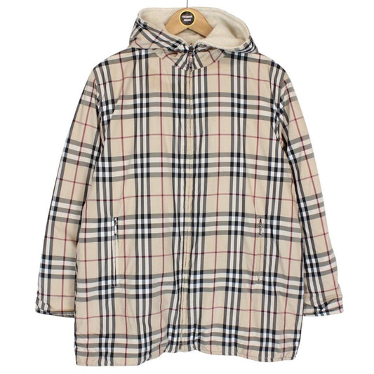 Vintage 90s Burberry Beige and Cream Nova Check Reversible Wool Jacket