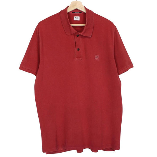 CP Company Red Short Sleeve Cotton Polo Shirt