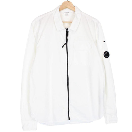 CP Company White Full Zip Cotton Lens Overshirt Jacket