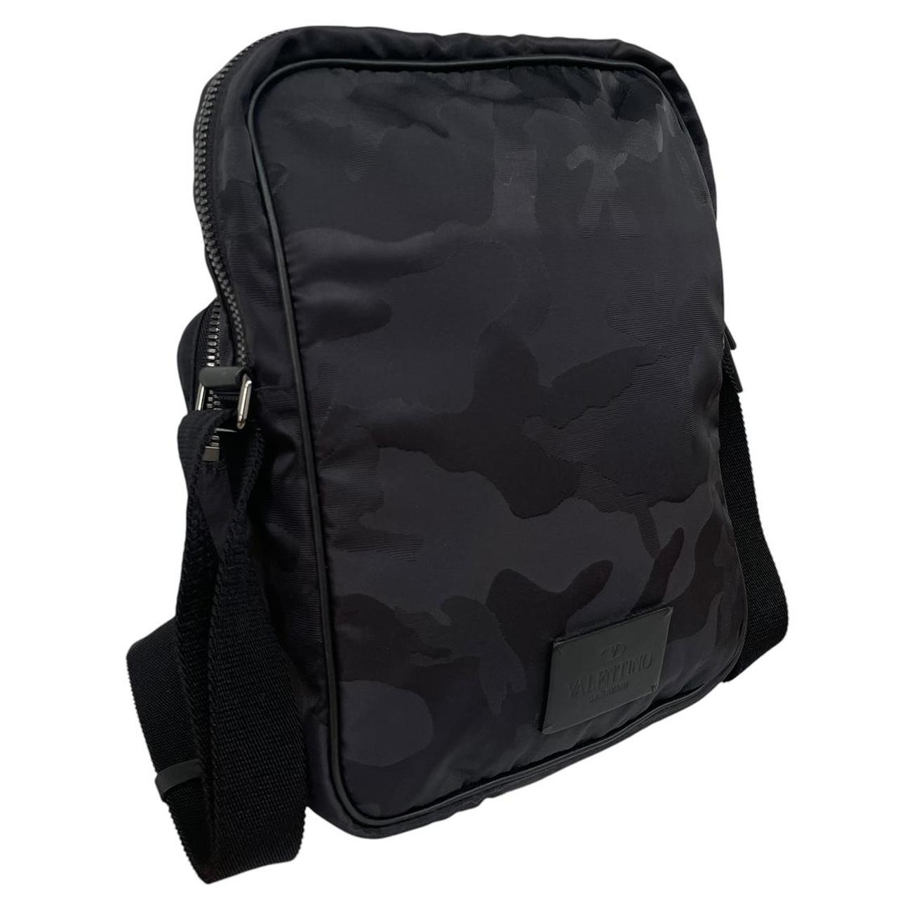Valentino Garavani Black Camo Nylon Crossbody Messenger Bag