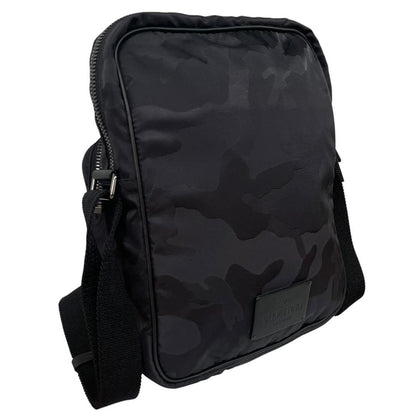 Valentino Garavani Black Camo Nylon Crossbody Messenger Bag