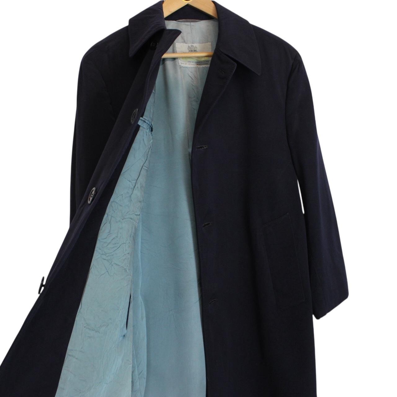 Vintage 80s Aquascutum Navy Blue Virgin Wool Overcoat