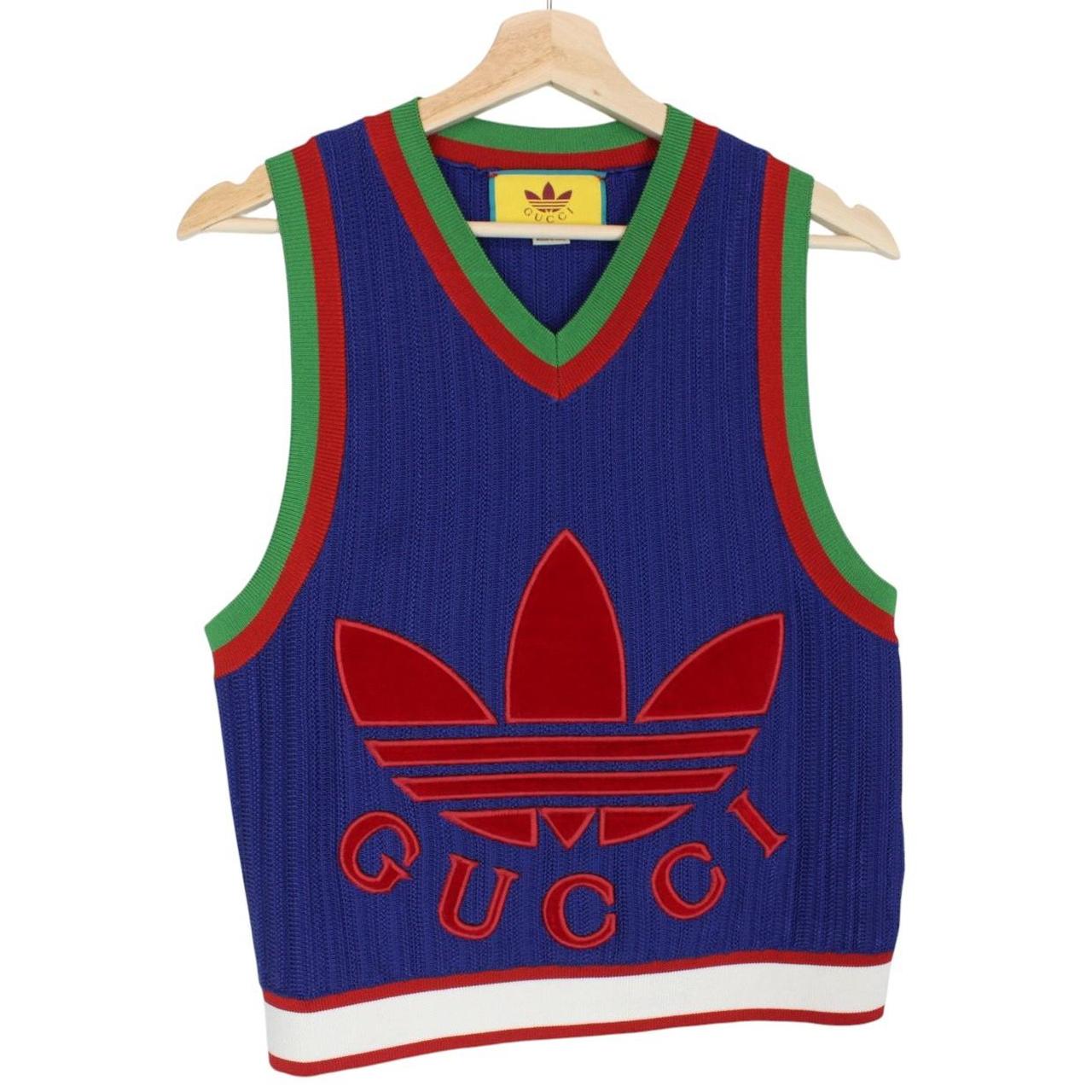 Gucci x Adidas Blue and Red Viscose Vest Top