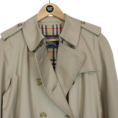 Vintage 90s Burberry Tan Brown Double Breasted Belted Trench Coat