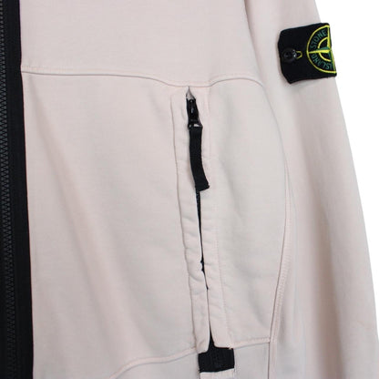 Stone Island SS 2021 Pink Full Zip Cotton Sweatshirt Jumper