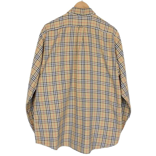 Vintage 90s Burberry Tan Brown Nova Check Long Sleeve Shirt
