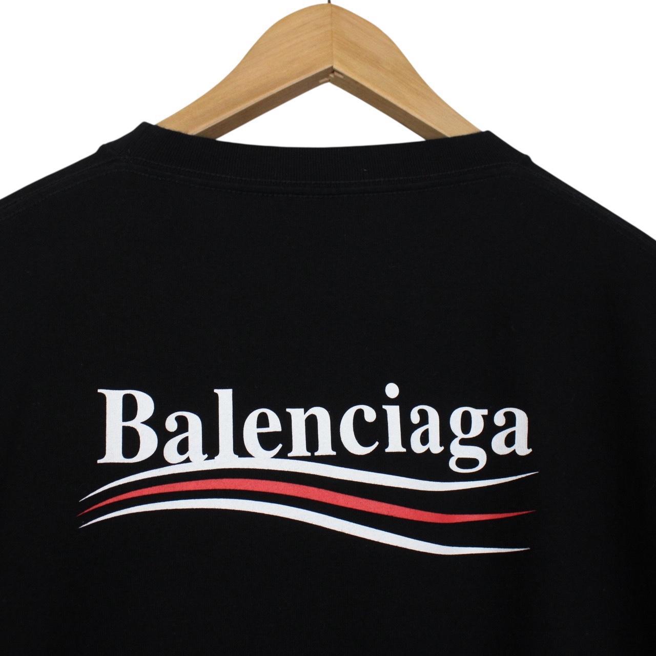 Balenciaga Black Political Campaign Logo Short Sleeve Cotton T-Shirt