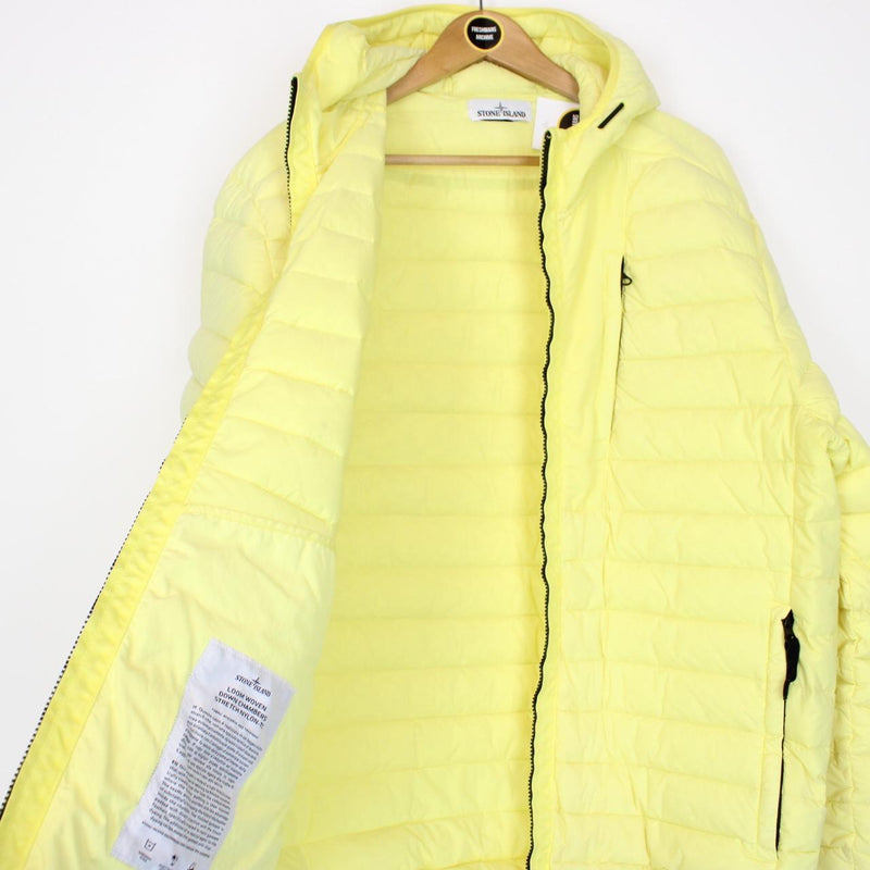 Stone Island AW 2020 Loom Woven Chambers Stretch Nylon TC Yellow Down Jacket