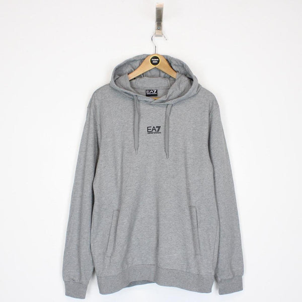 Emporio Armani EA7 Grey and Black Logo Print Hoodie Jumper