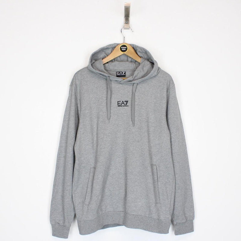 Emporio Armani EA7 Grey and Black Logo Print Hoodie Jumper