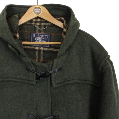 Vintage 90s Burberry Green Nova Check Wool Duffle Coat