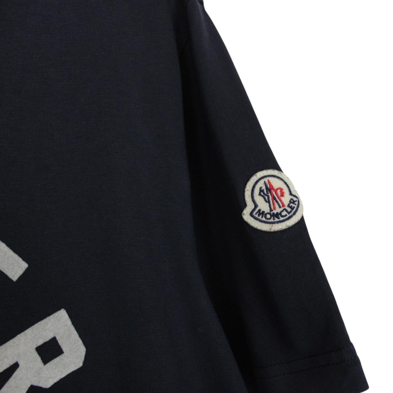 Moncler Navy Blue Boxing Logo Print Short Sleeve T-Shirt