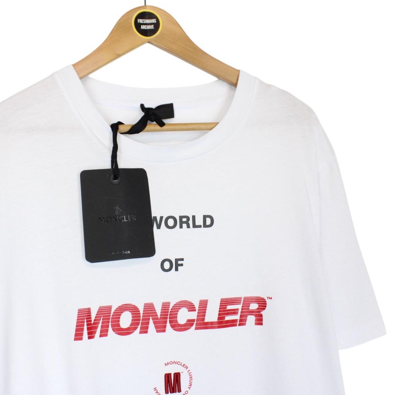 Moncler White Logo Print Short Sleeve Cotton T-Shirt