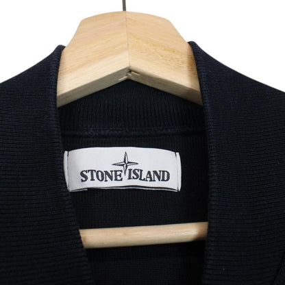 Stone Island SS 2020 Navy Blue Cotton Micro Stitch Full Zip Jumper