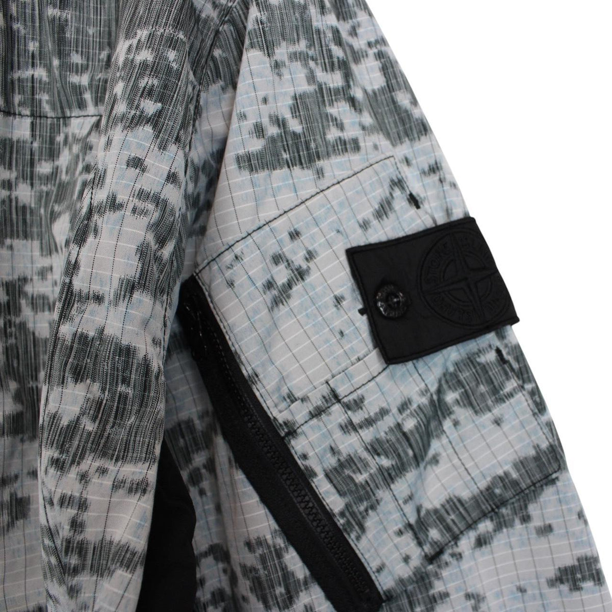 Stone Island bomber jacket grey marl with embroidered compass logo and unique pattern.
