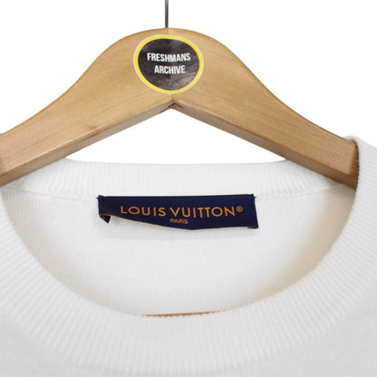 Louis Vuitton LV Ice Logo White and Blue Short Sleeve Cotton Knit T-Shirt
