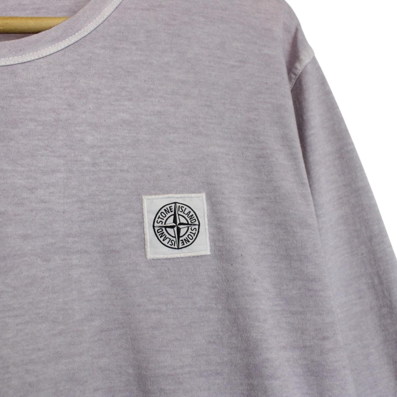 Stone Island SS 2018 Purple Fissato Effecr Long Sleeve Compass T-Shirt