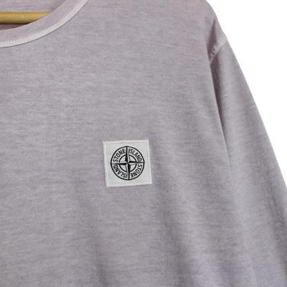Stone Island SS 2018 Purple Fissato Effecr Long Sleeve Compass T-Shirt