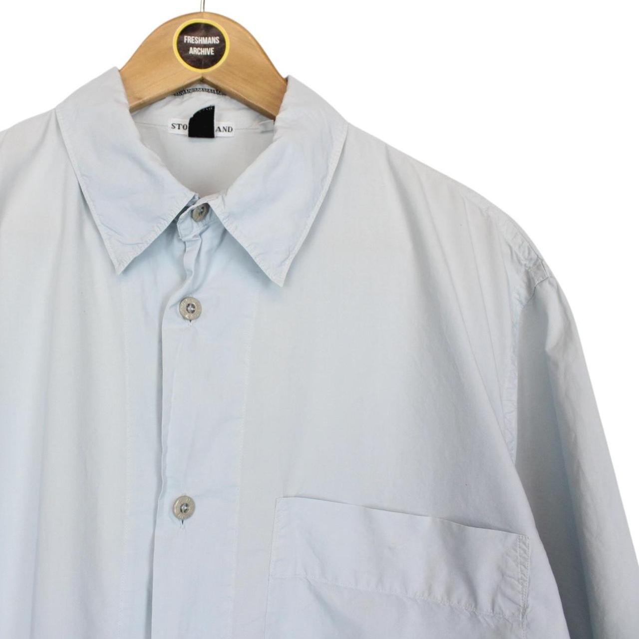 Vintage Stone Island SS 2001 Light Blue Short Sleeve Cotton Shirt