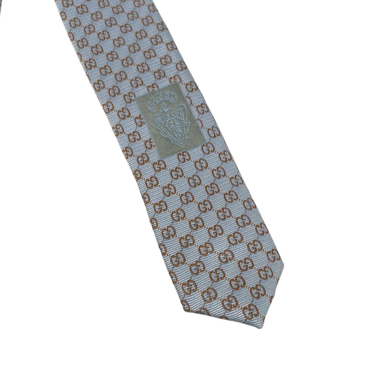 Gucci Light Blue GG Monogram Silk Tie