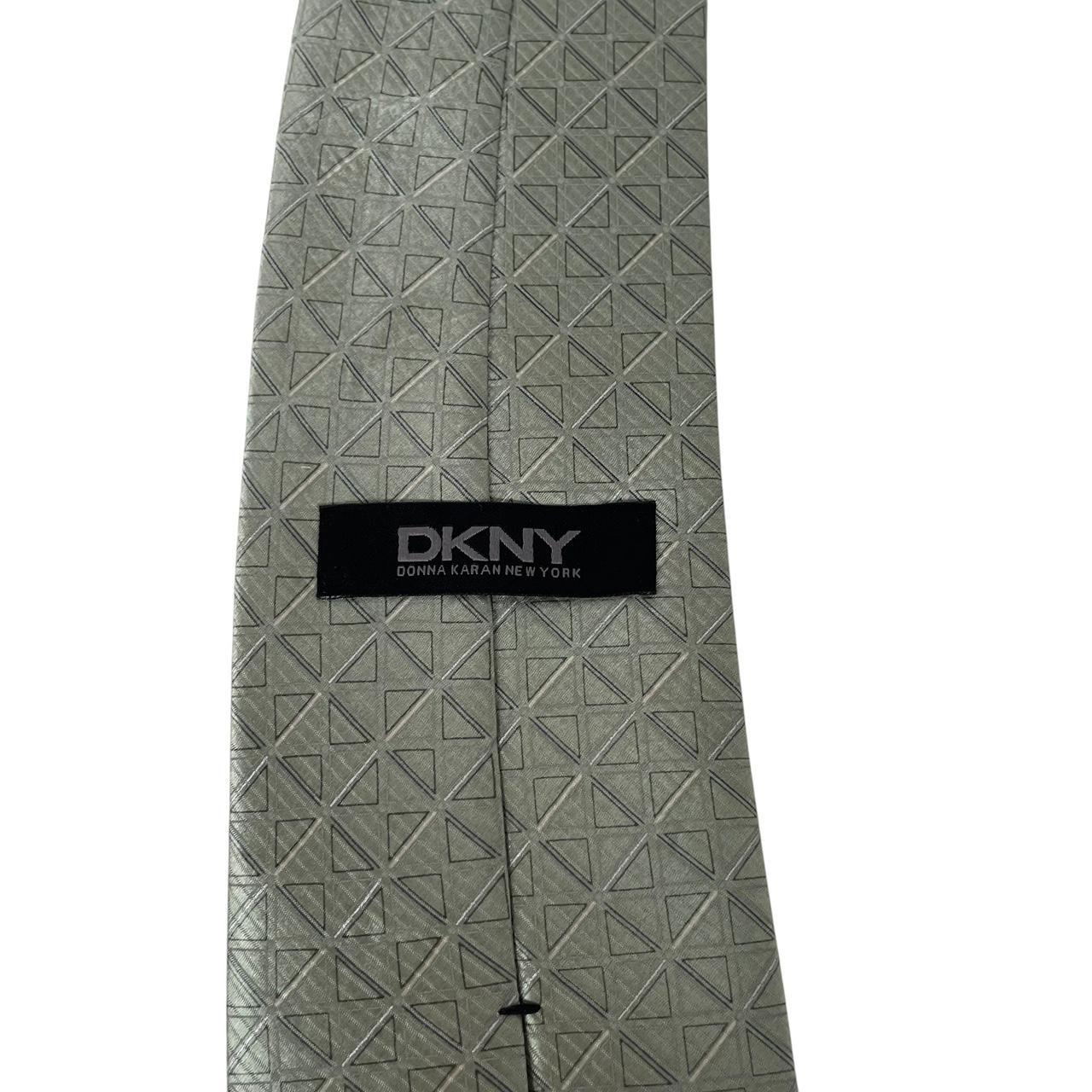 Vintage DKNY Green Geometric Print Silk Tie